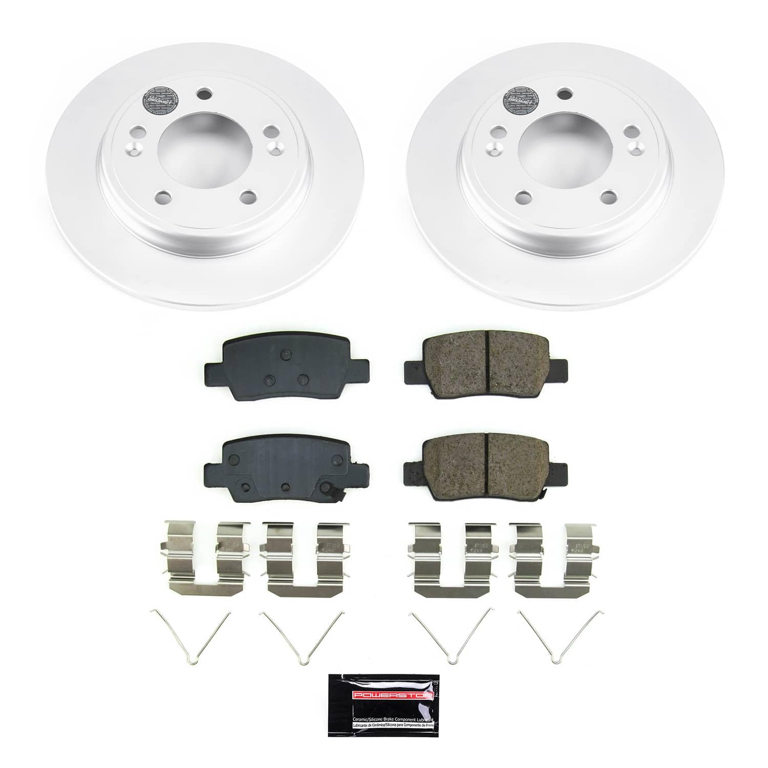 Power Stop CRK9106 Rear Coated Brake Rotors and Pads Brake Kit