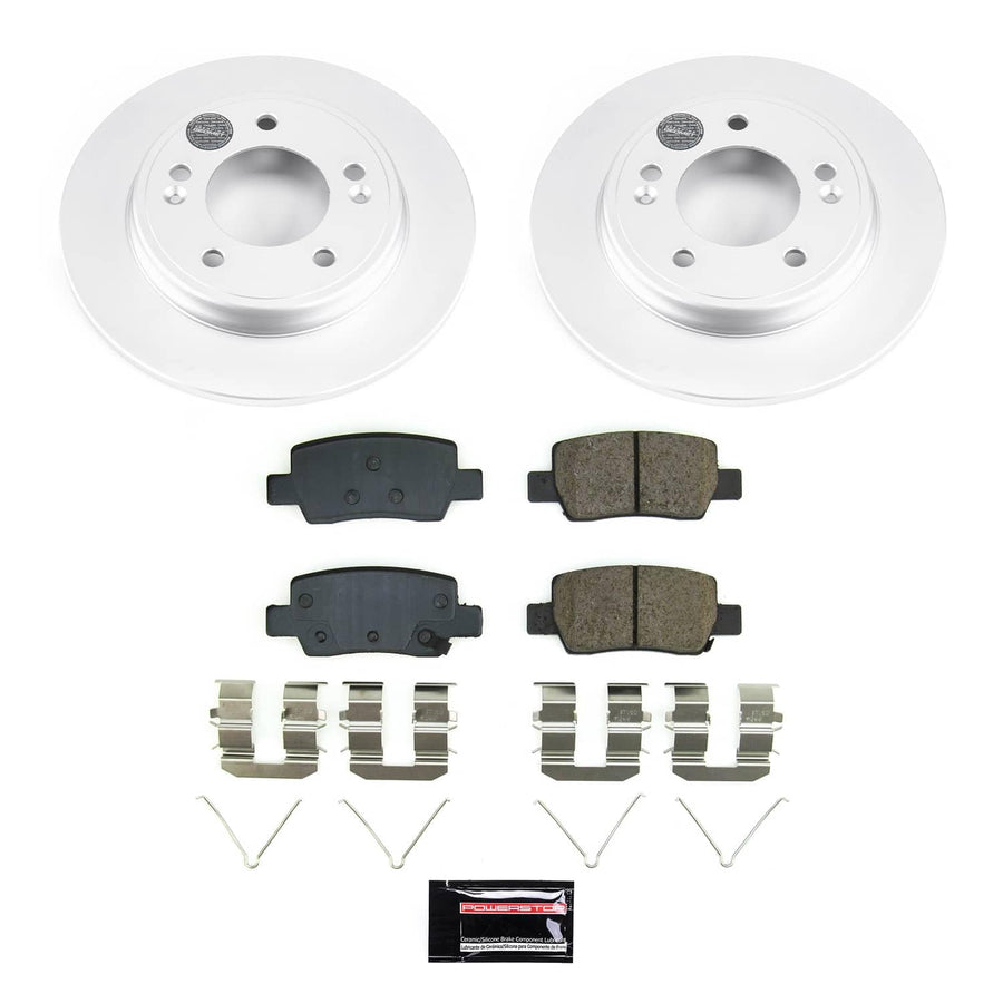 Power Stop CRK9106 Rear Coated Brake Rotors and Pads Brake Kit