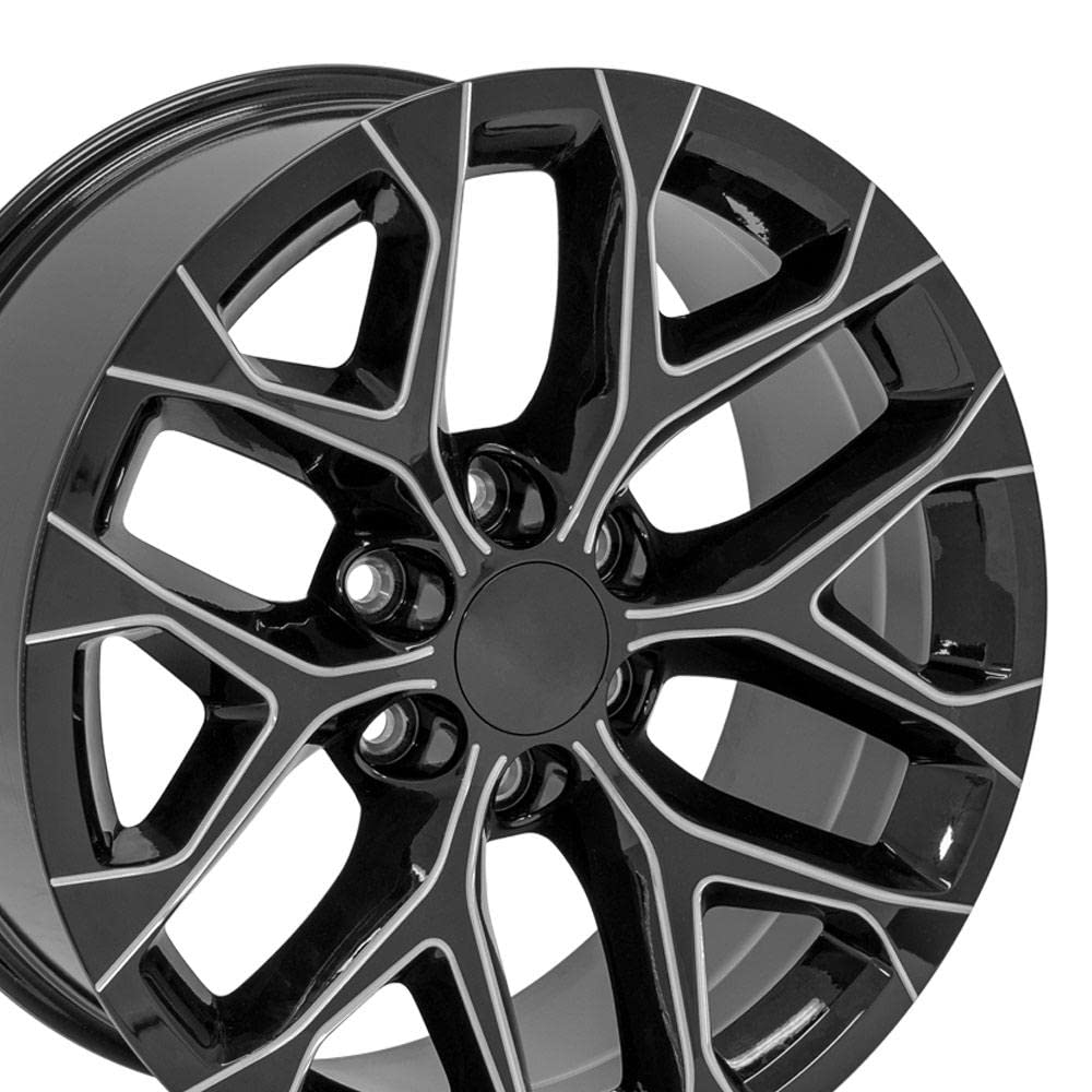 20 Inch OE Wheels CV98B Rim Fits Silverado 1500 Snowflake Style 6x139.7 20x9 Gloss Black with Milled Edge - Hollander 5668 (1)