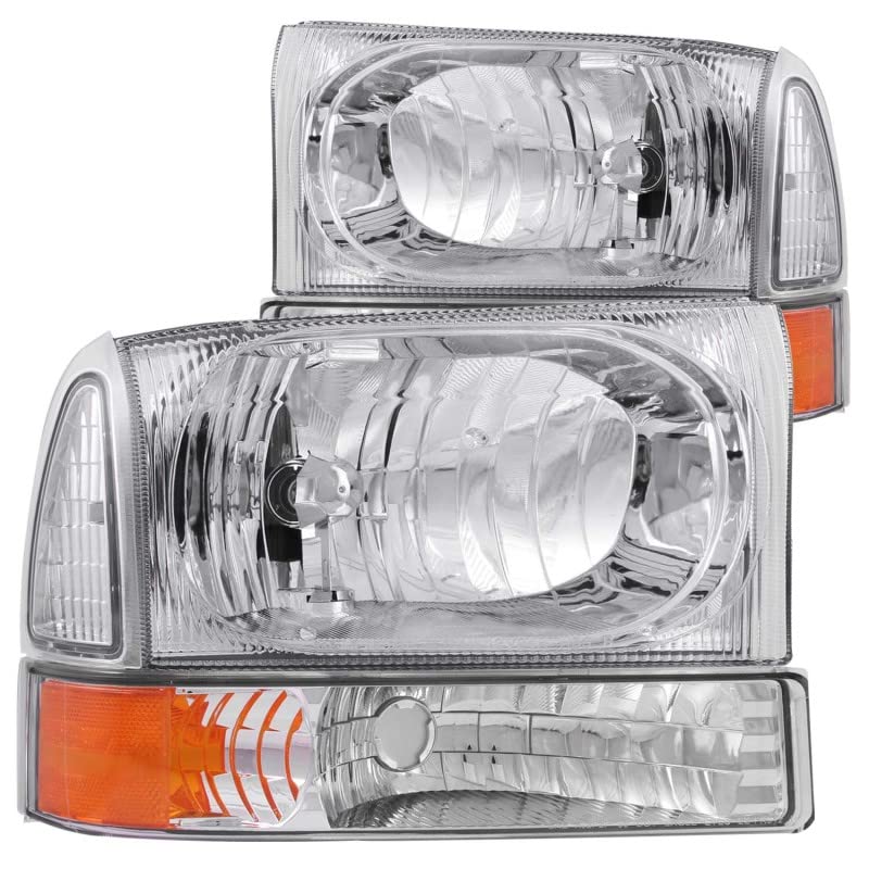 Crystal Headlight Set ANZO USA w/Corners-Chrome 111081