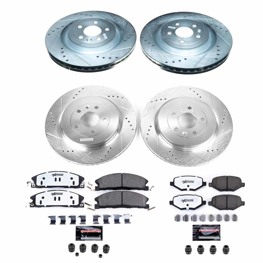Power Stop K7573-36 Z36 Truck & Tow Front and Rear Brake Kit, Carbon Fiber Ceramic Brake Pads and Drilled/Slotted Brake Rotors