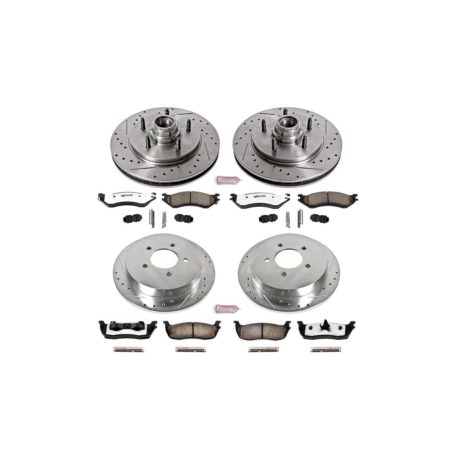 Power Stop K1919-36 Z36 Truck & Tow Front and Rear Brake Kit, Carbon Fiber Ceramic Brake Pads and Drilled/Slotted Brake Rotors For Expedition, F-150, F-150 Heritage, Navigator [Model Specific]
