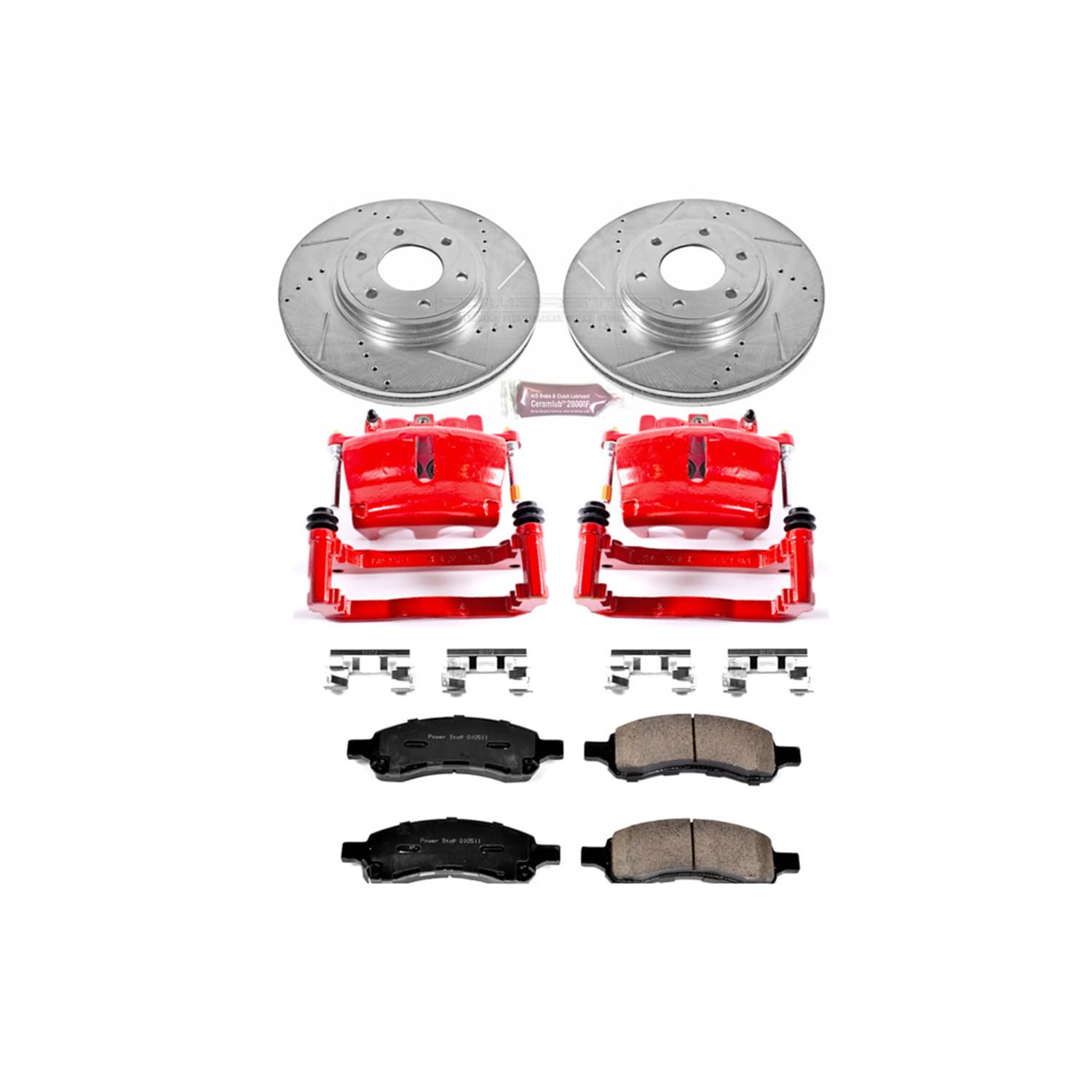 1-Click Performance Brake Kit Power Stop (KC1453) with Calipers For Chevrolet Trailblazer 2006-2009, Saab 9-7x 2008-2009 [Model Specific]