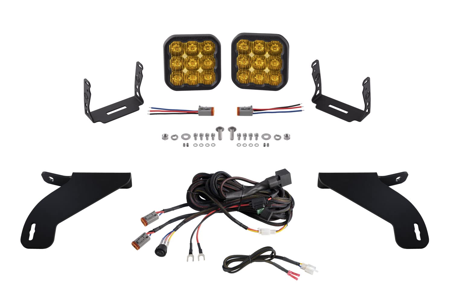 Diode Dynamics SS5 LED Pod Light Kit Bumper compatible with Ford F-150 2021-2023, Yellow Driving Pro