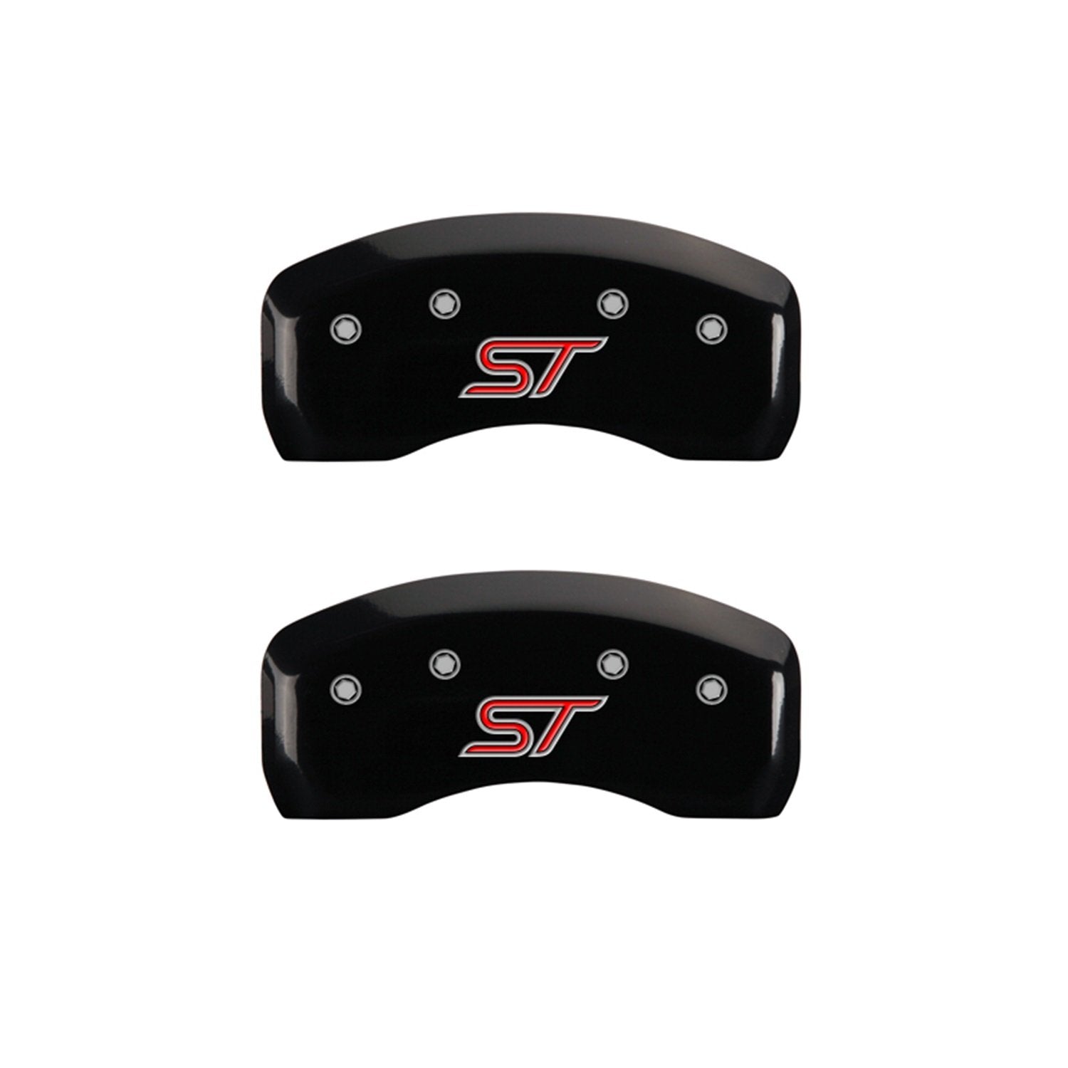 MGP Caliper Covers 'ST' Engraved Caliper Cover 10231SSTOBK with Black Powder Coat Finish and Silver Characters, (Set of 4)