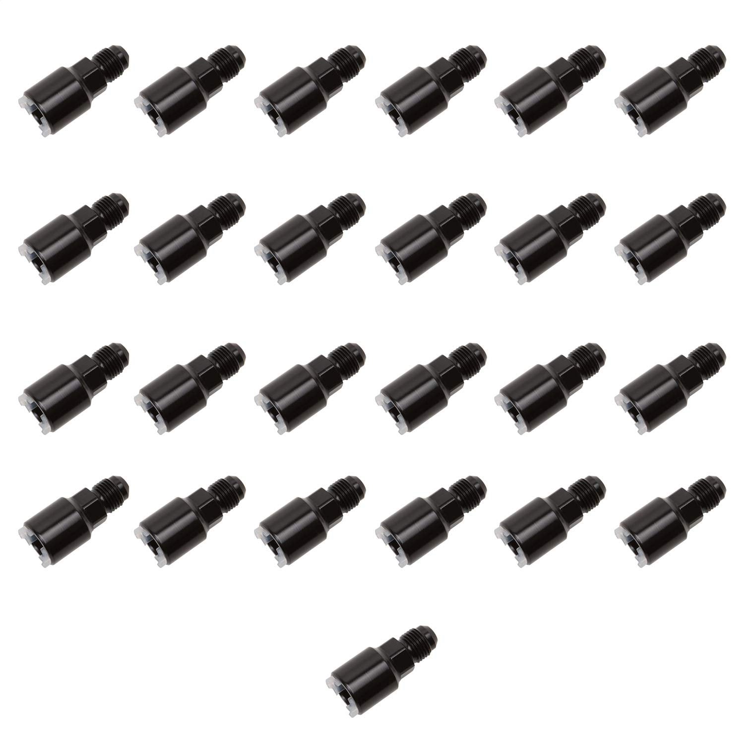 EFI ADAPTER FITTING 3/8" SAE QUICK DISCONNECT FEMALE TO -6 AN MALE BLK ANODIZED FINISH BULK PKG OF 25