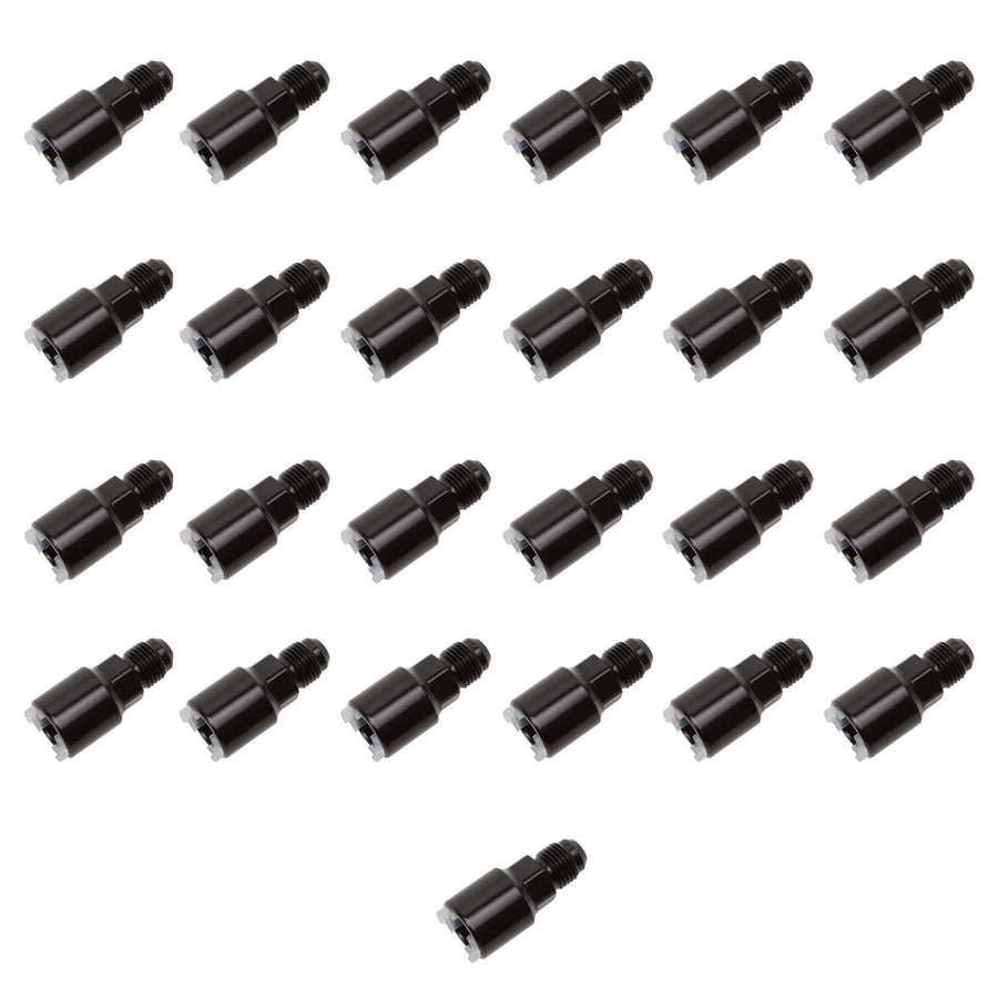 EFI ADAPTER FITTING 3/8" SAE QUICK DISCONNECT FEMALE TO -6 AN MALE BLK ANODIZED FINISH BULK PKG OF 25
