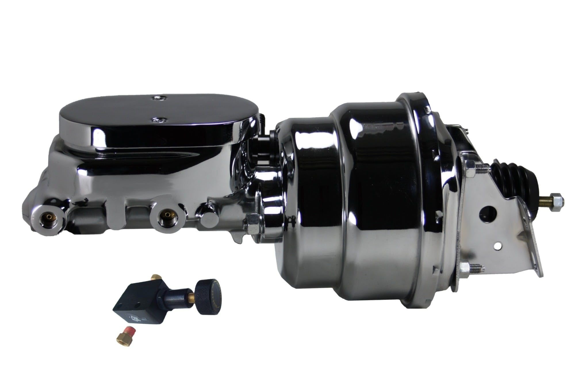 Power Front Disc Brake Conversion Kit LEED BRAKES With 7" Dual Chrome Booster Flat Top Chrome M/C Adjustable Proportioning Valve