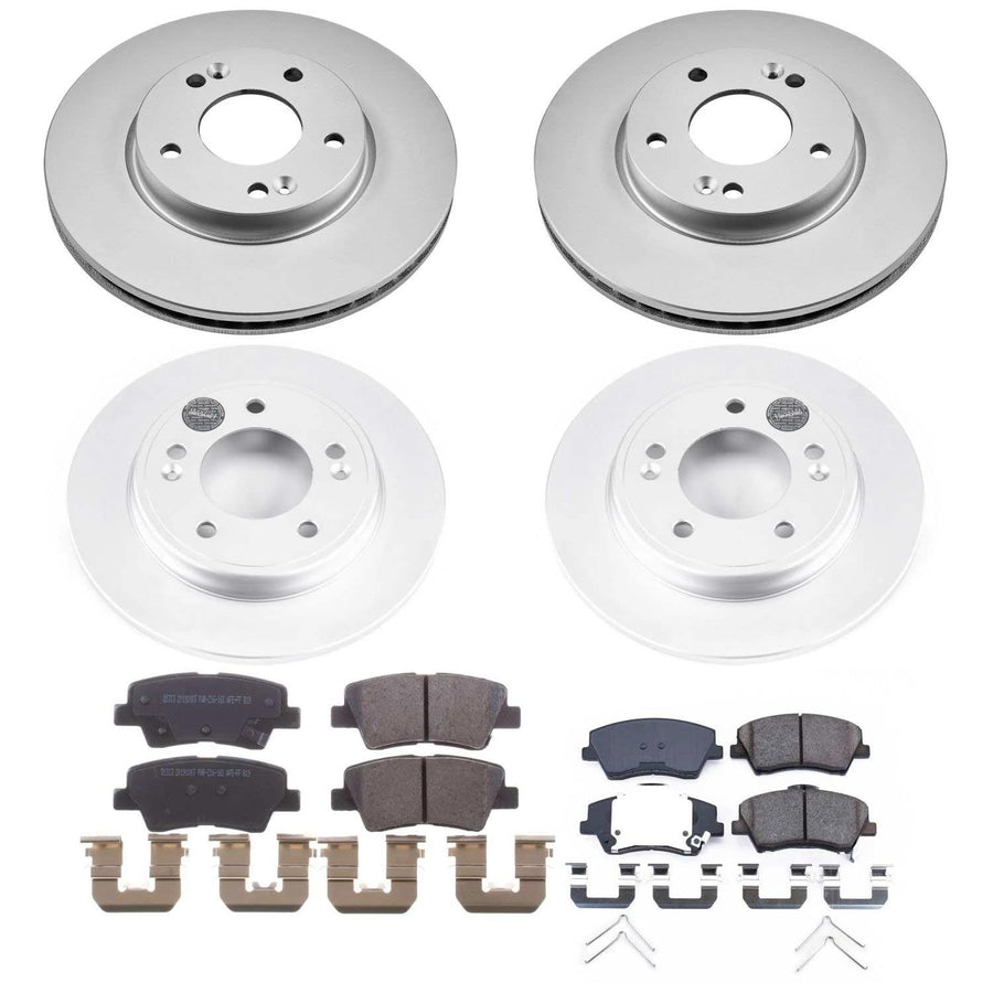 Power Stop CRK8344 Coated Brake Rotors and Z17 Front and Rear Brake Pads Kit For Hyundai Elantra 2019 [Vehicle Specific]
