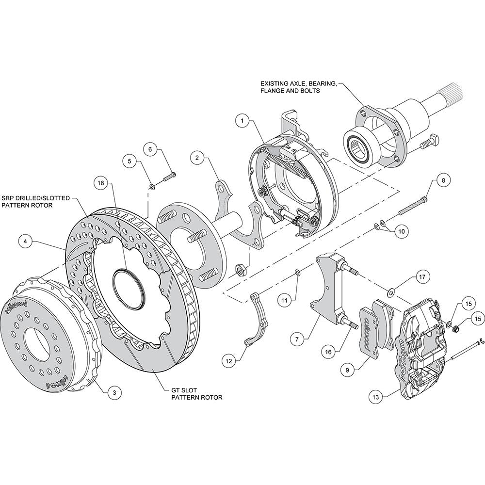Red AERO4 Rear P-Brake Kit,14.00"