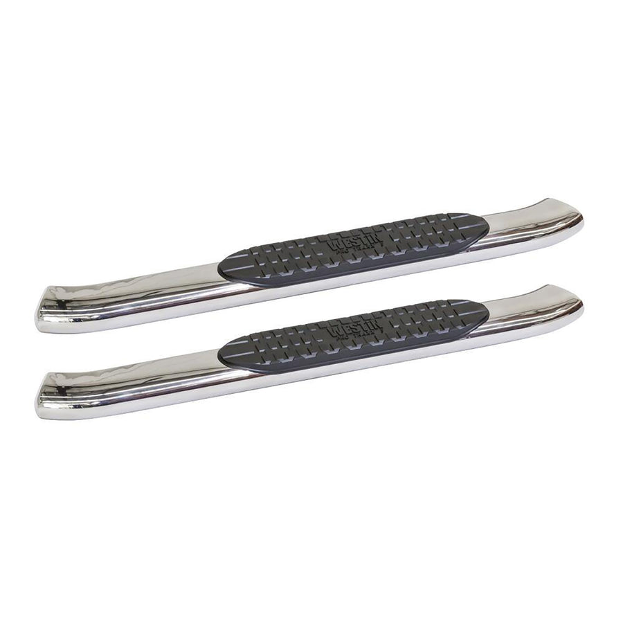Westin PRO TRAXX 5 Oval Nerf Bars fits 2015-2019 Silverado Sierra 2500 3500 Diesel Standard Cab (Rocker Mount) Polished Pair