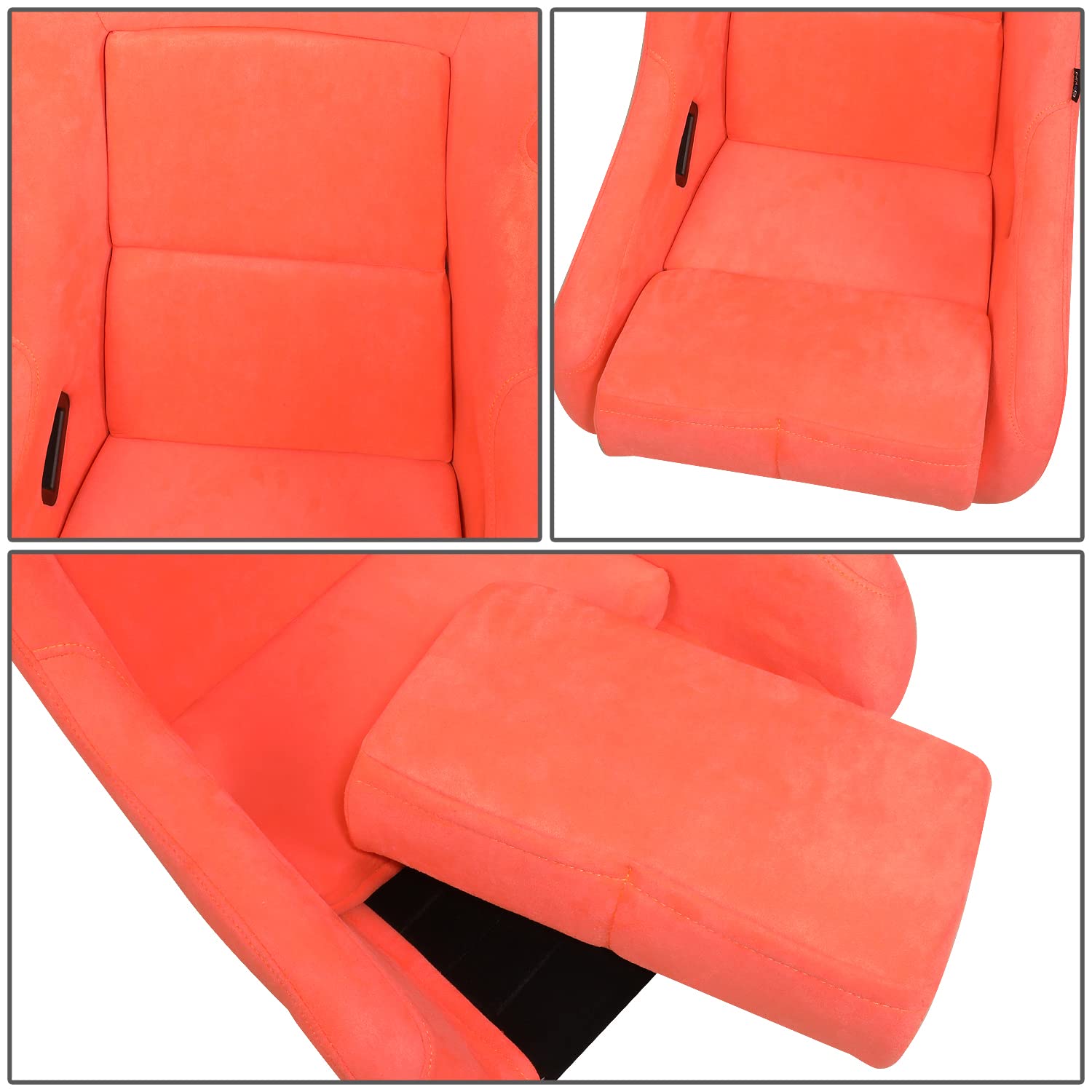 NRG Innovations Prisma NRG-FRP-302PH-ULTRA Fixed Back Bucket Racing Seat with Bottom Mount Bracket, Peach Colored Seat/Gold Flake Back, 24" W X 36" H X 18" D
