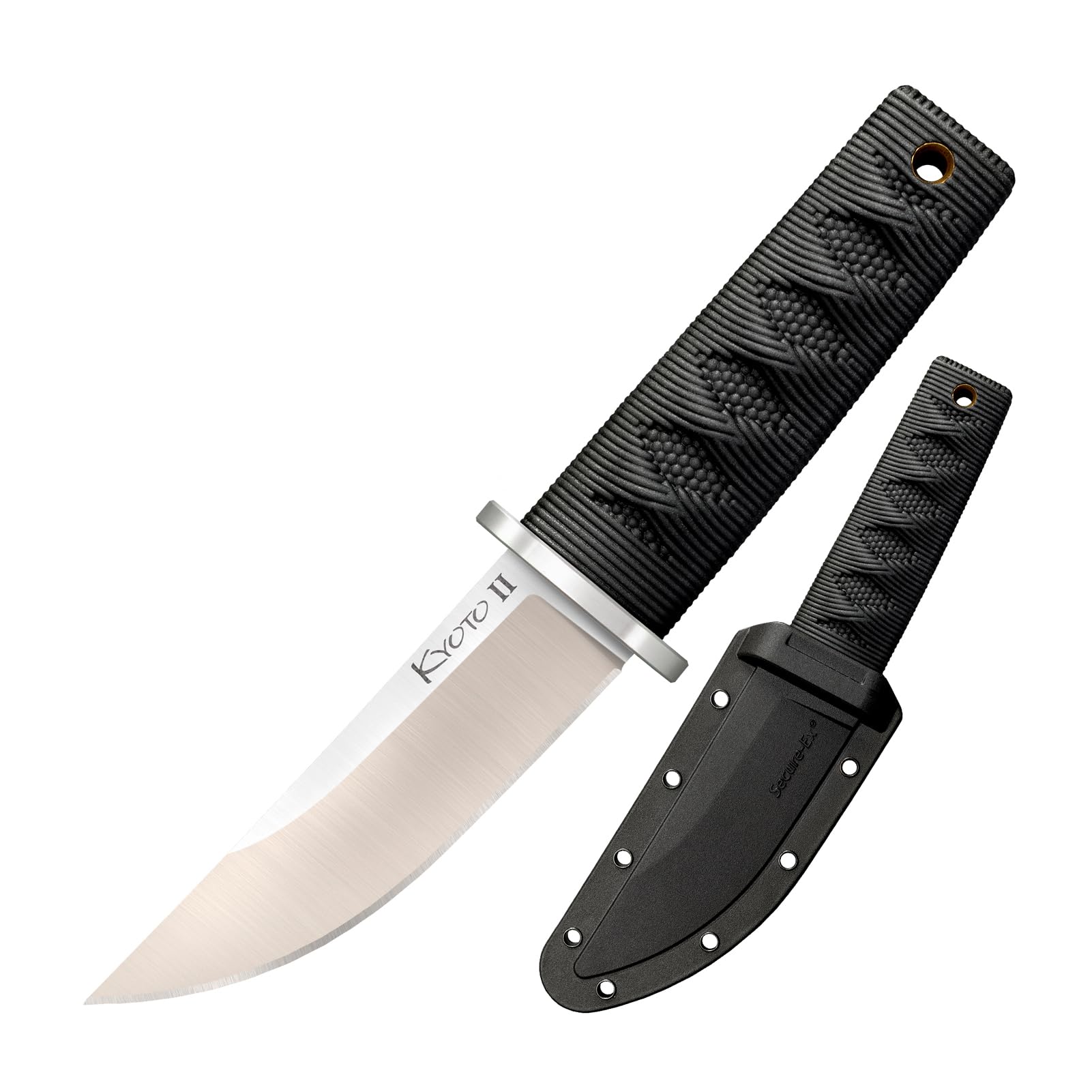 Kyoto II Cold Steel 3-3/8" Durable Compact 8Cr13MoV Stainless Steel Fixed Blade Drop Point Outdoor Hunting Utility Knife, 3 3/8" Textured Kray-Ex Handle, Sheath Included