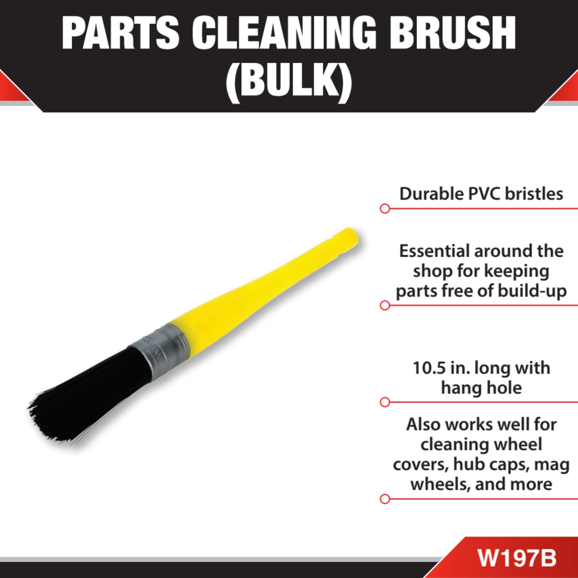 W197B Performance Tool PVC Bristle Parts Cleaning Brush - Durable and Essential for Keeping Parts Free of Build-Up in the Shop