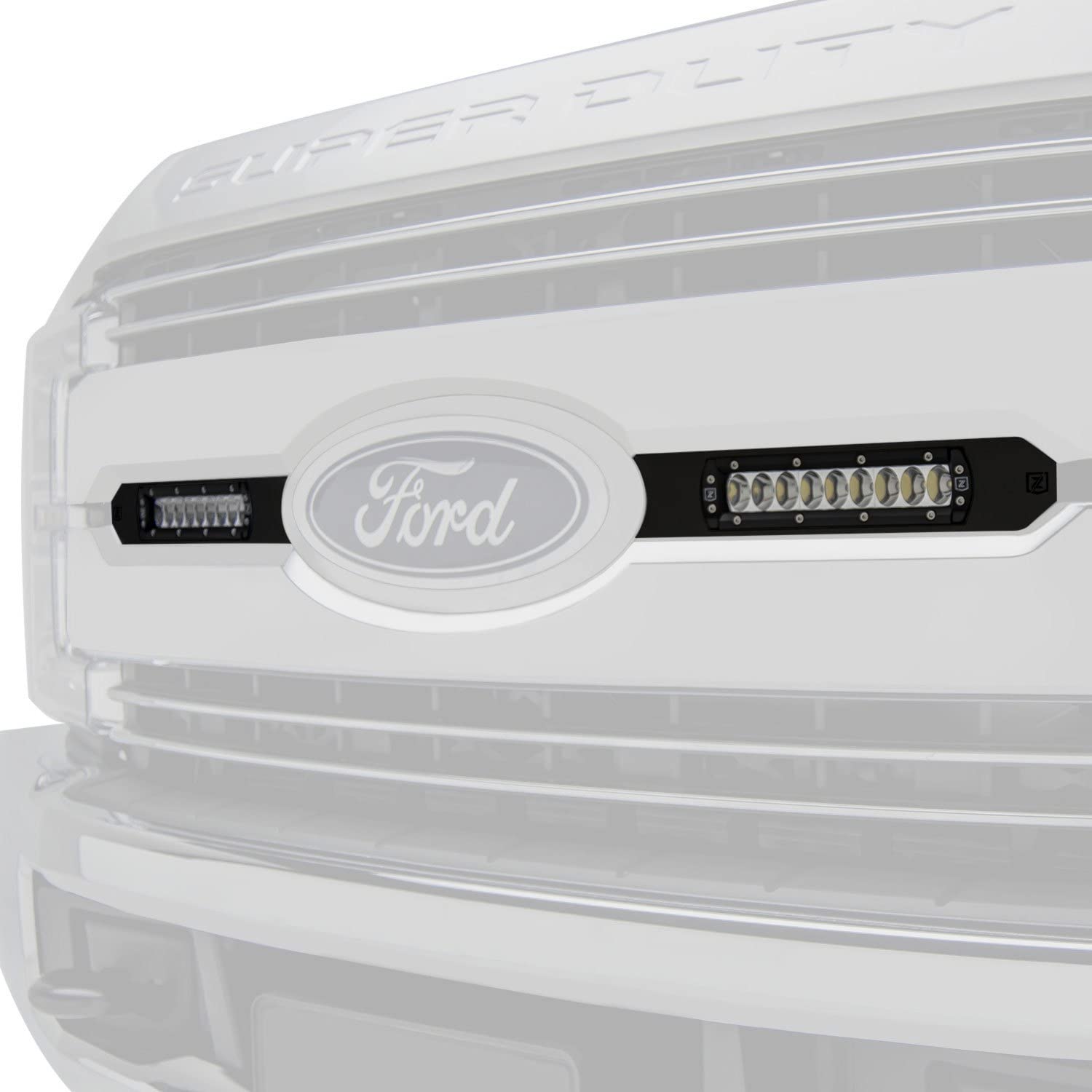 Ford Super Duty 2017-2019 Lariat, King Ranch OEM Grille LED Kit with (2) 6 Inch LED Straight Single Row Slim Light Bars - PN #Z415471-KIT