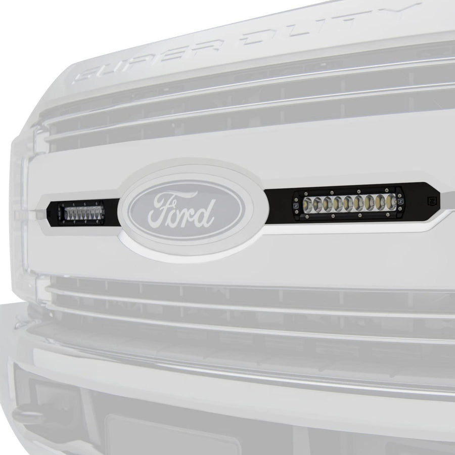 Ford Super Duty 2017-2019 Lariat, King Ranch OEM Grille LED Kit with (2) 6 Inch LED Straight Single Row Slim Light Bars - PN #Z415471-KIT