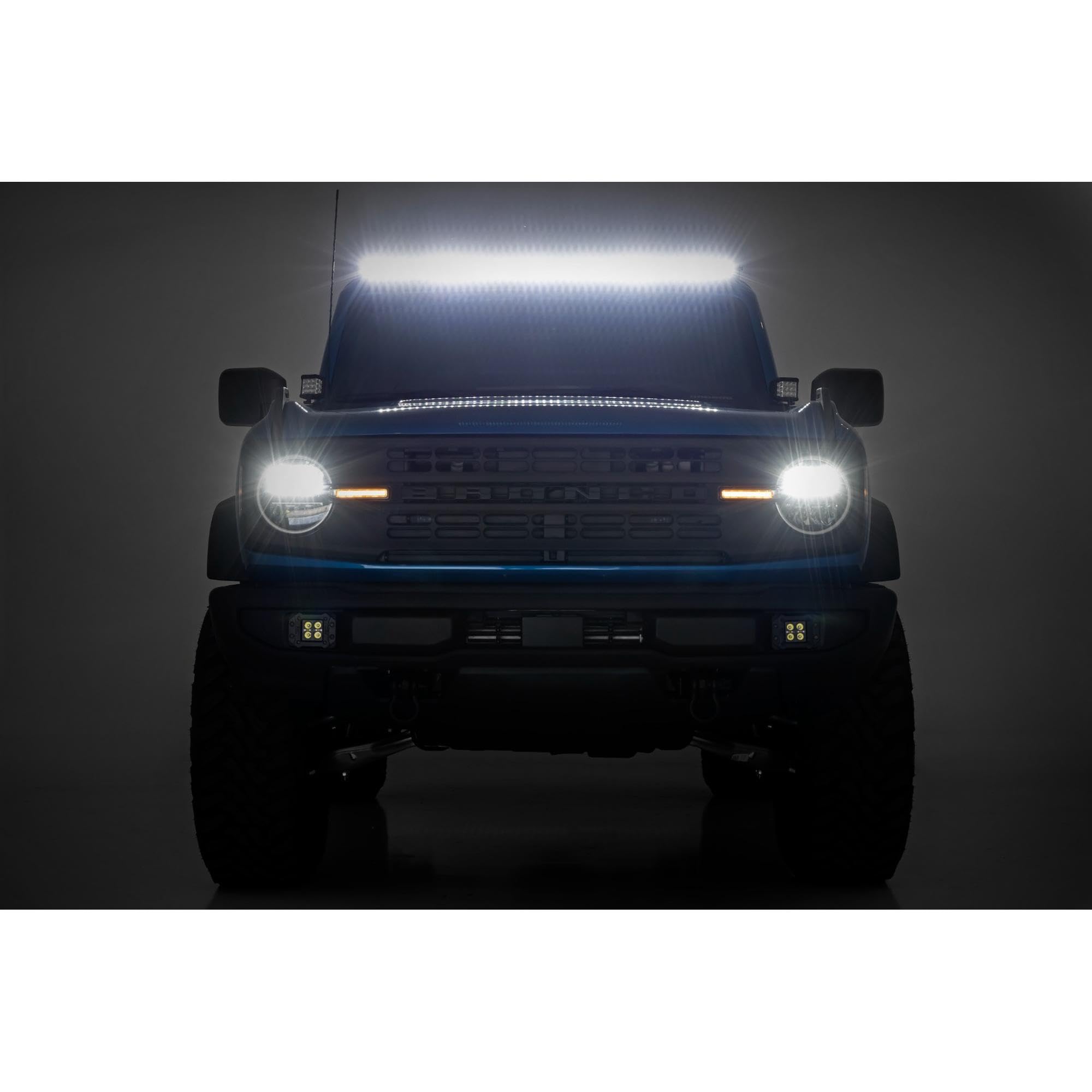 50" LED Light Bar Kit Rough Country for Ford Bronco (2021-2025) - Upper Windshield Mount, 480w Spectrum Series, 43,200 Lumens, Combo Spot & Flood Beam