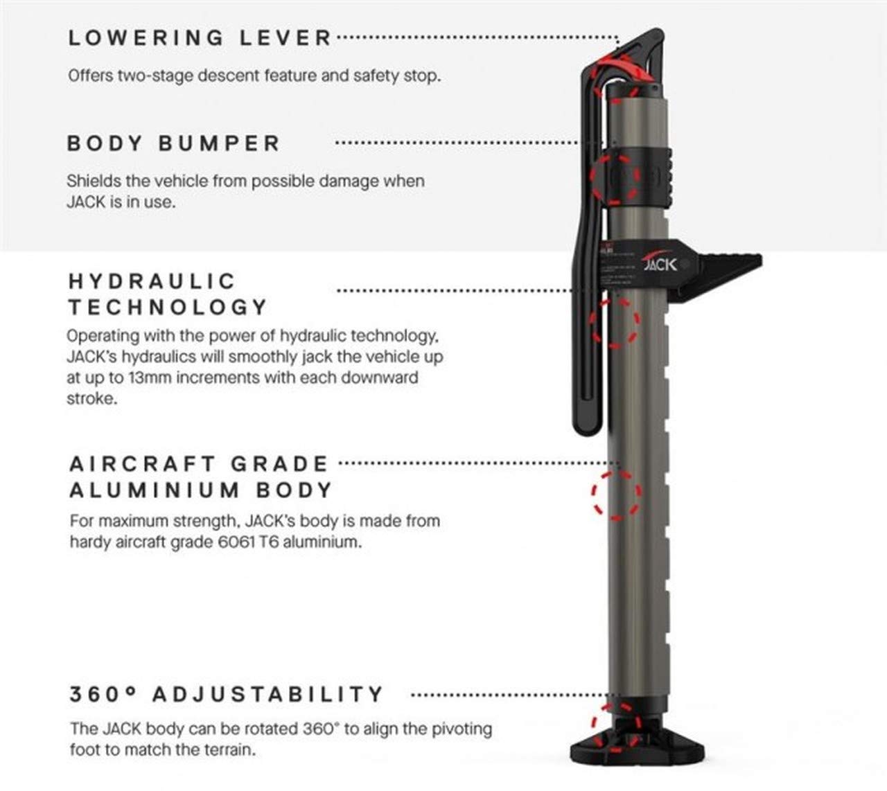 ARB 1060001 Jack 48" Powerful Hydraulic Lift Recovery Jack, in a Low Profile, Ready for Heavy Lifting, Built Tough with Aircraft Grade 6061 T6 Aluminium
