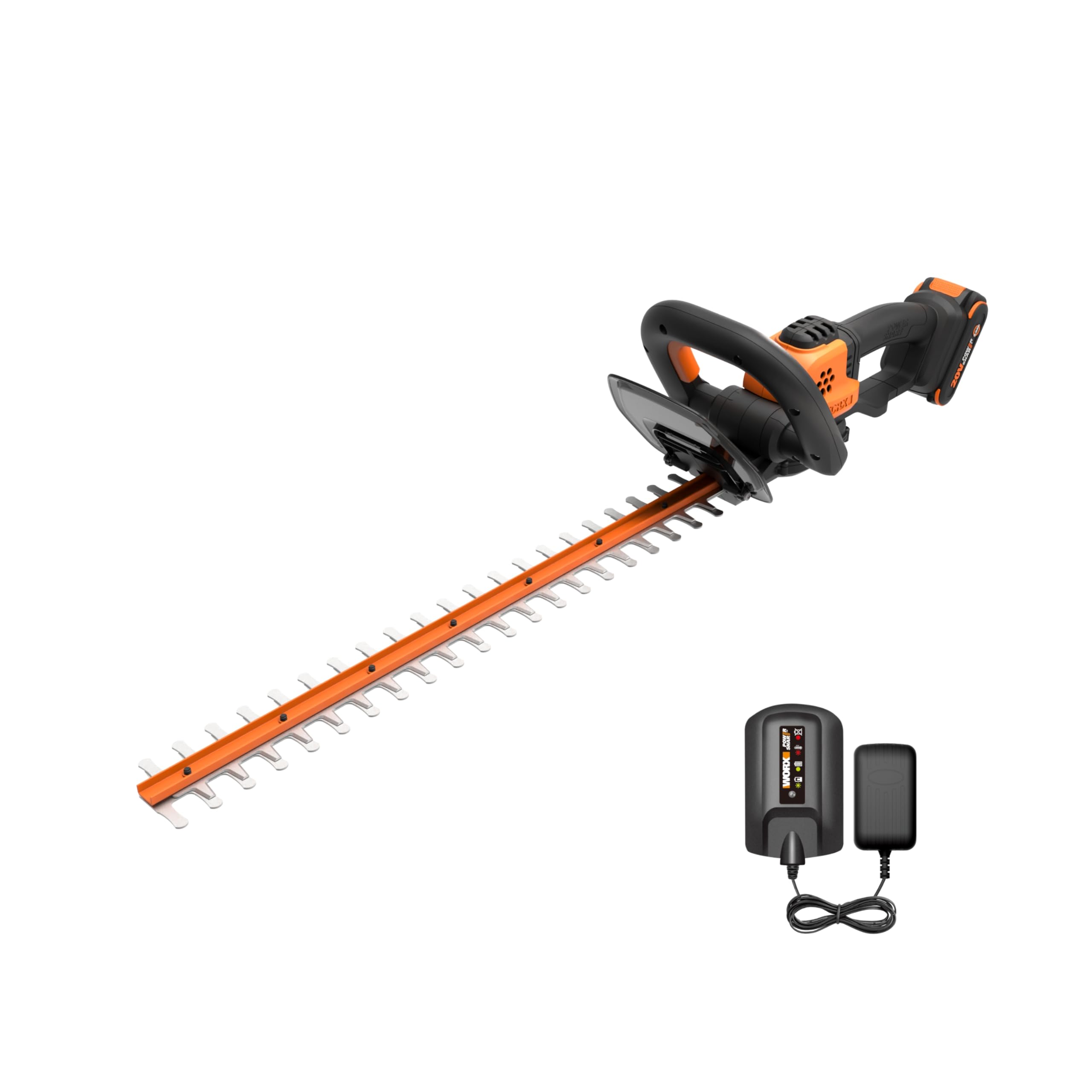 22" WORX Cordless Hedge Trimmer, Electric Hedge Trimmer with Dual-Action Blades, Lightweight Bush Trimmer with 5.5 LBS, Battery & Charger Included, WG261