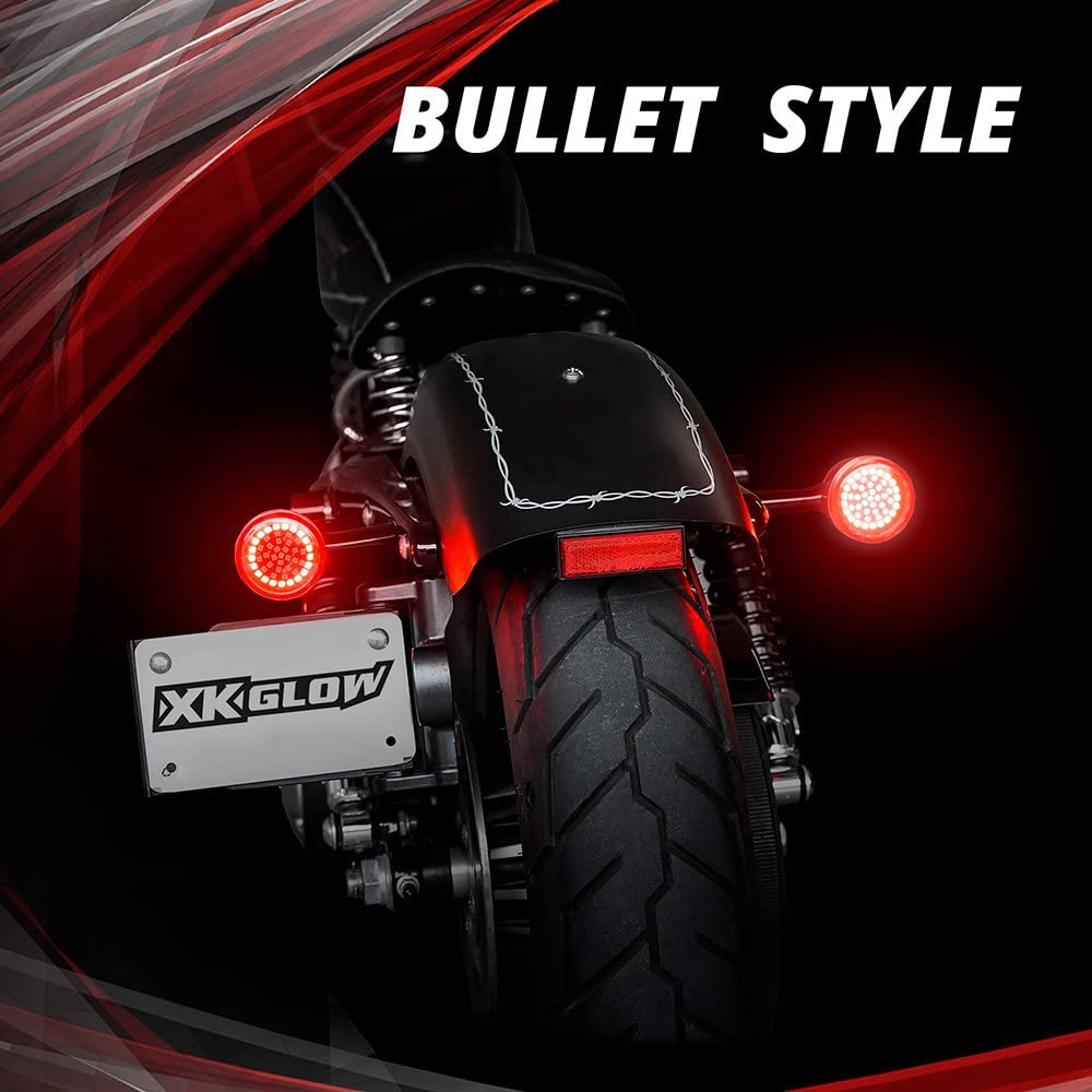 XKGLOW Motorcycle Rear LED Turn Signal Kit XK1157B-RR-S - Bullet Style Smoked Lenses