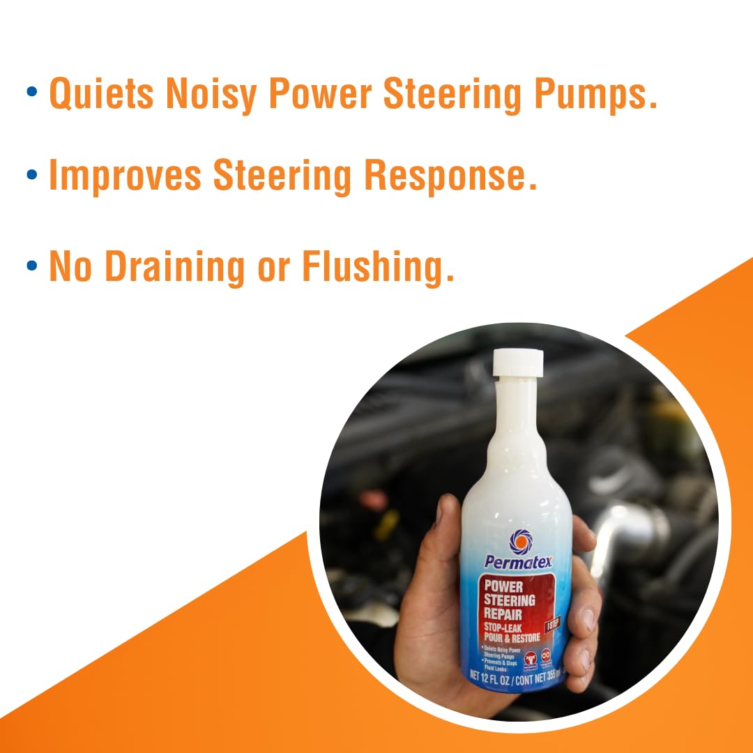 Permatex 30303 Stop Leak - Power Steering, 12 fl oz, Effectively Stops Power Steering System Leaks While Revitalizing Seals and O-Rings