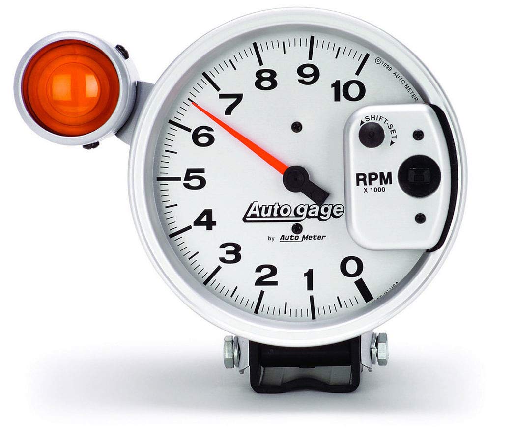 5 in. Autogage by AutoMeter Pedestal Mount Tachometer, 0-10,000 RPM with Large External Shift Light 233911