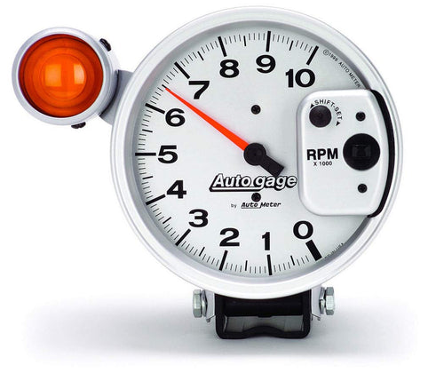 5 in. Autogage by AutoMeter Pedestal Mount Tachometer, 0-10,000 RPM with Large External Shift Light 233911