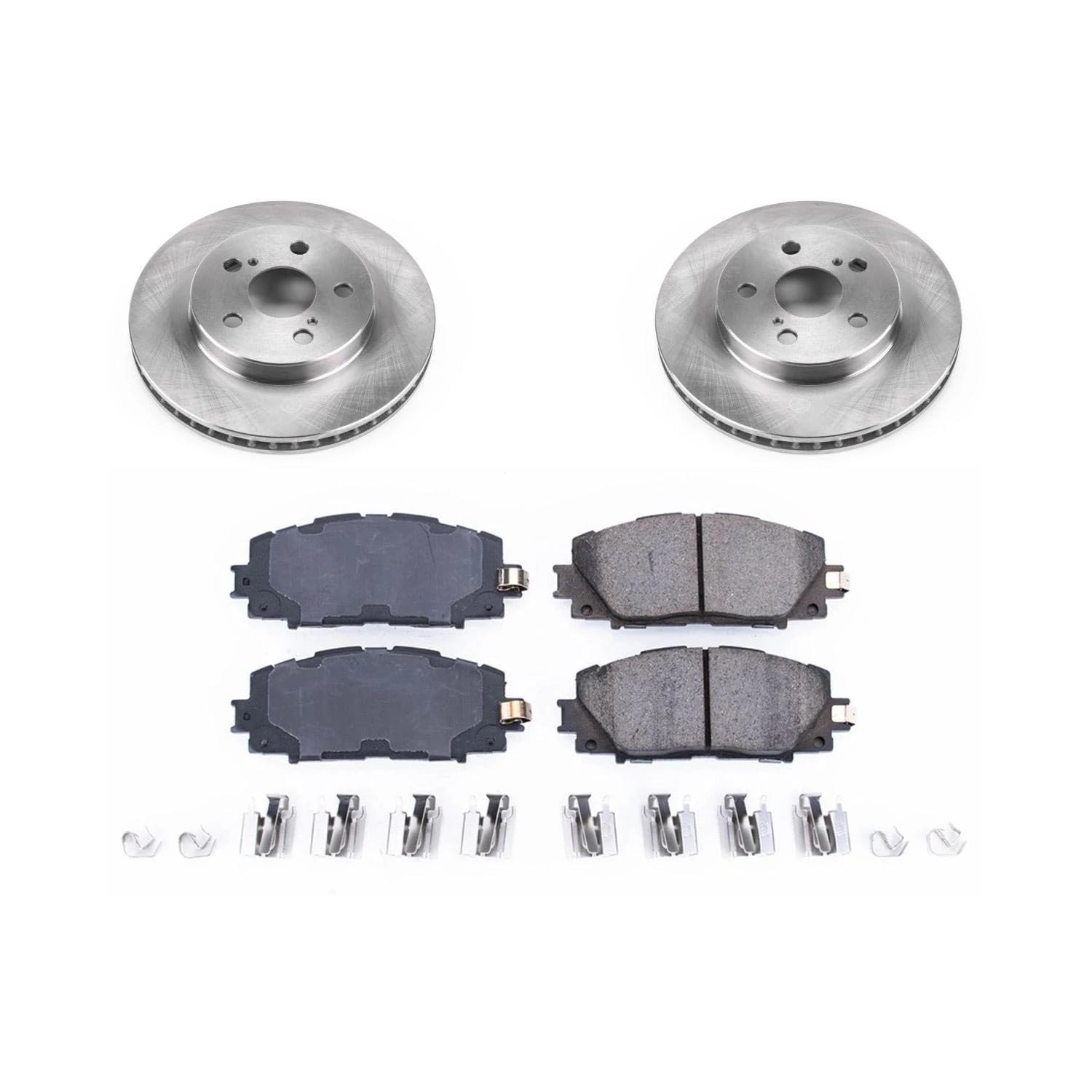 Power Stop Autospecialty KOE7701 Front Replacement Brake Kit-OE Brake Rotors & Ceramic Brake Pads For Toyota Corolla, Toyota Prius, Toyota Prius AWD-e, Toyota Prius Prime [Model Specific]