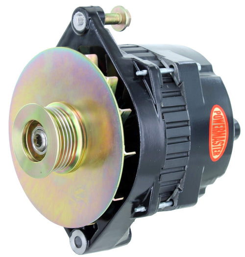Alt GM CS144 Powermaster Black 200A XS Volt™ 6 grv Pulley/Baffle Str MTG Threaded MTG Ear for Corvette etc