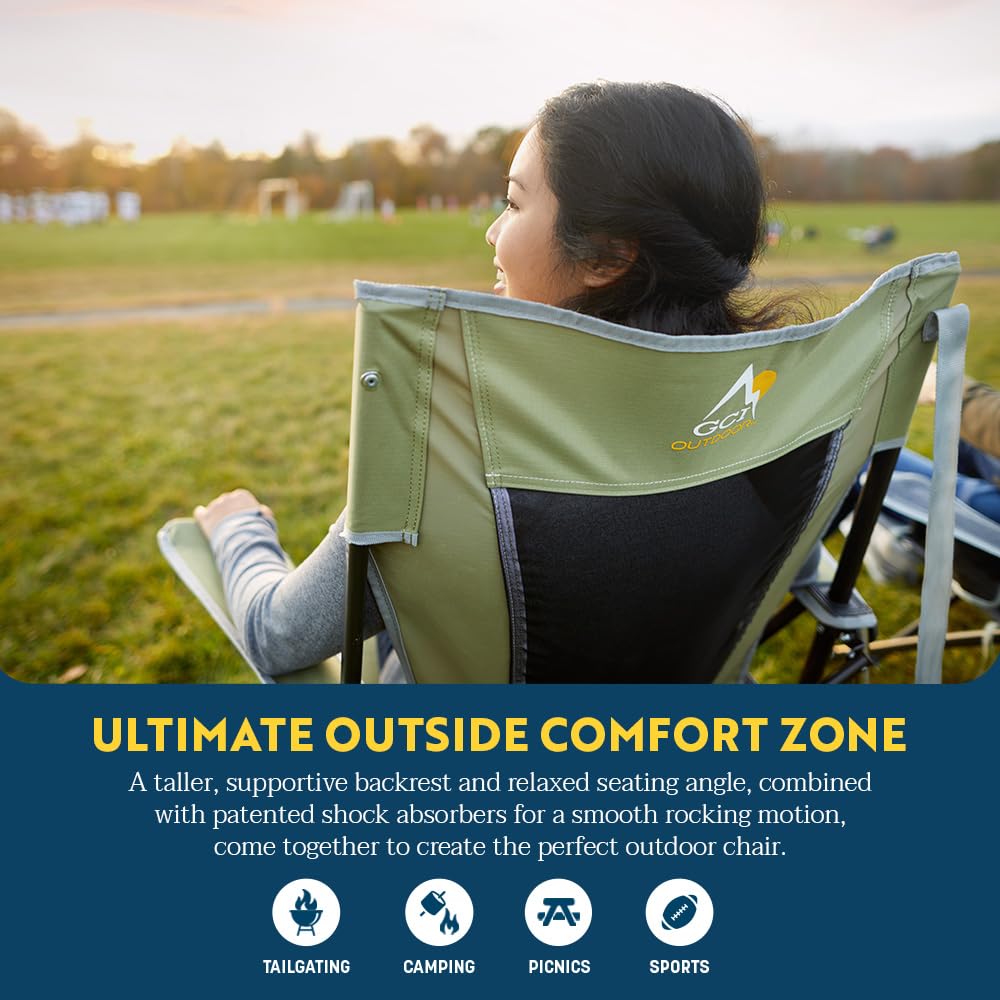 GCI Outdoor Rocker Comfort Pro Collapsible Rocking Chair & Outdoor Camping Chair, Indigo Blue