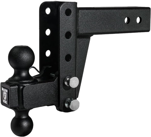 2.5" BulletProof Hitches Adjustable Medium Duty Trailer Hitch (14,000 lb. Rating) - 4" Drop/Rise Trailer Hitch with 2" & 2-5/16" Dual Ball - Powder Coat, Box Steel, Corrosion-Resistant