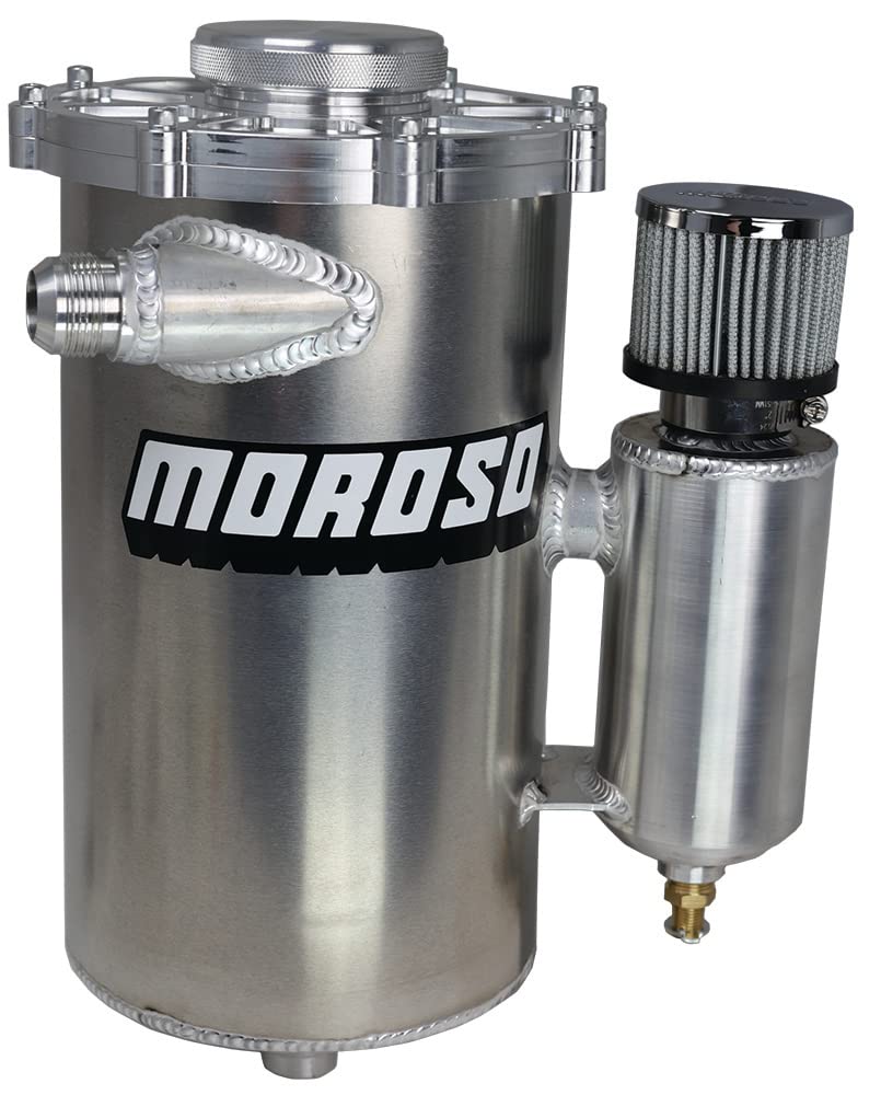 Moroso Dry Sump Tank 22614, 7" OD Split Top, 15" Tall w/Breather Tank, 6 Quart Capacity