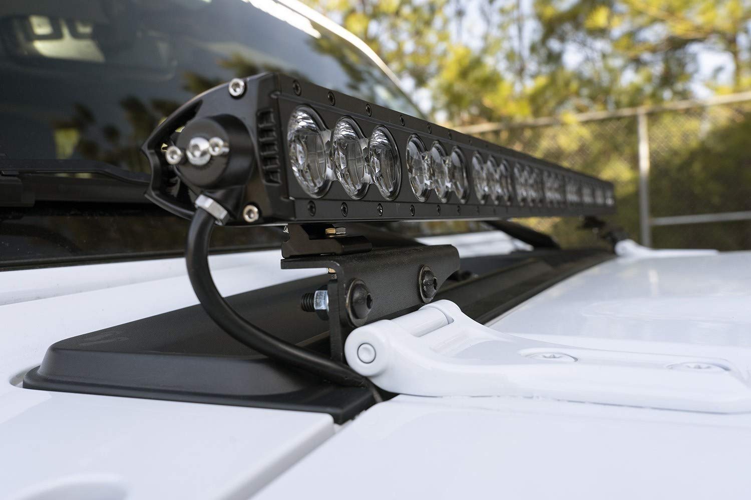 Cowl Light Bar Bracket Rugged Ridge for Jeep Wrangler/Gladiator | Steel, Black | 11232.71 | Fits 2018-2025 Jeep Wrangler JL; 2020-2025 Jeep Gladiator JT