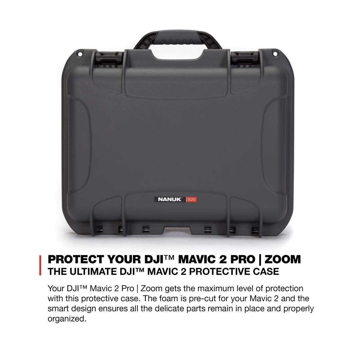 Hard-Shell Nanuk 920 Carrying Case with Foam Insert for DJI Mavic 2 Pro and Zoom, Graphite