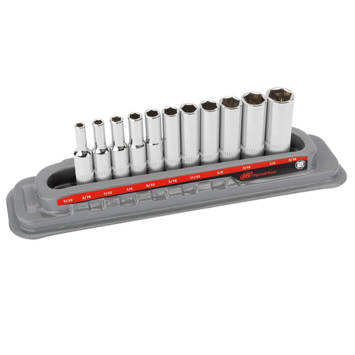 11 Pc. Ingersoll Rand 1/4 in. Drive Deep Socket Set - SAE 6 Pt.- 752046