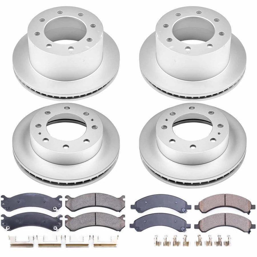 Power Stop CRK4528 Brake Pads & Coated Brake Rotor- front & rear For Chevrolet Express 3500 2003-2008, GMC Savana 3500 2003-2008 [Model Specific]