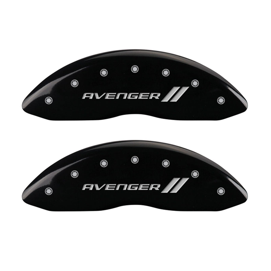 MGP Caliper Covers 'Avenger ll' 12192SAV1BK Engraved Caliper Cover with Black Powder Coat Finish and Silver Characters, (Set of 4)