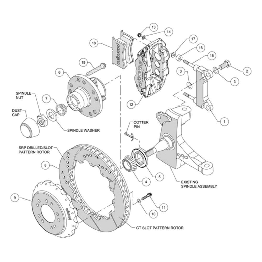 Front Hub Kit FNSL6R, 14.00" Drilled