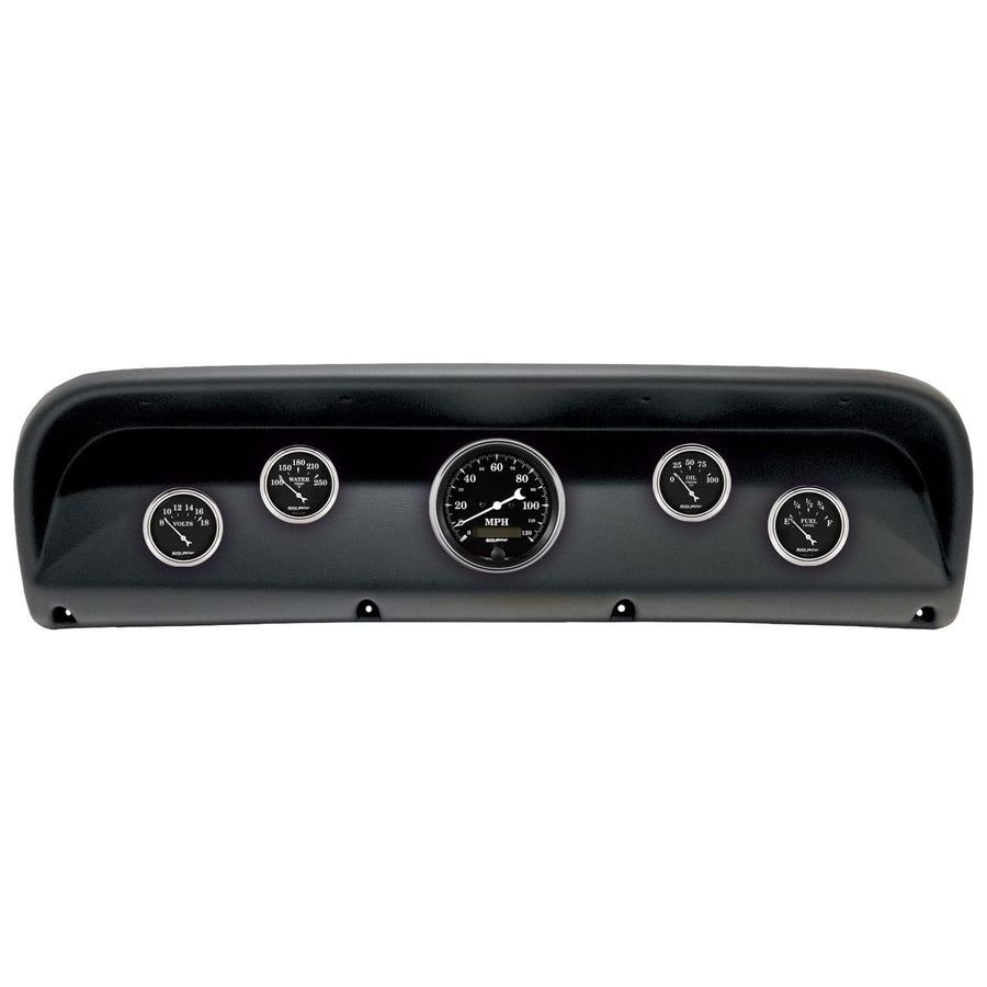AutoMeter Dash Kit Direct Fit, (3 3/8" X1, 2 1/16" X4), Ford Truck 67-72, Old TYME Black (2900-07)