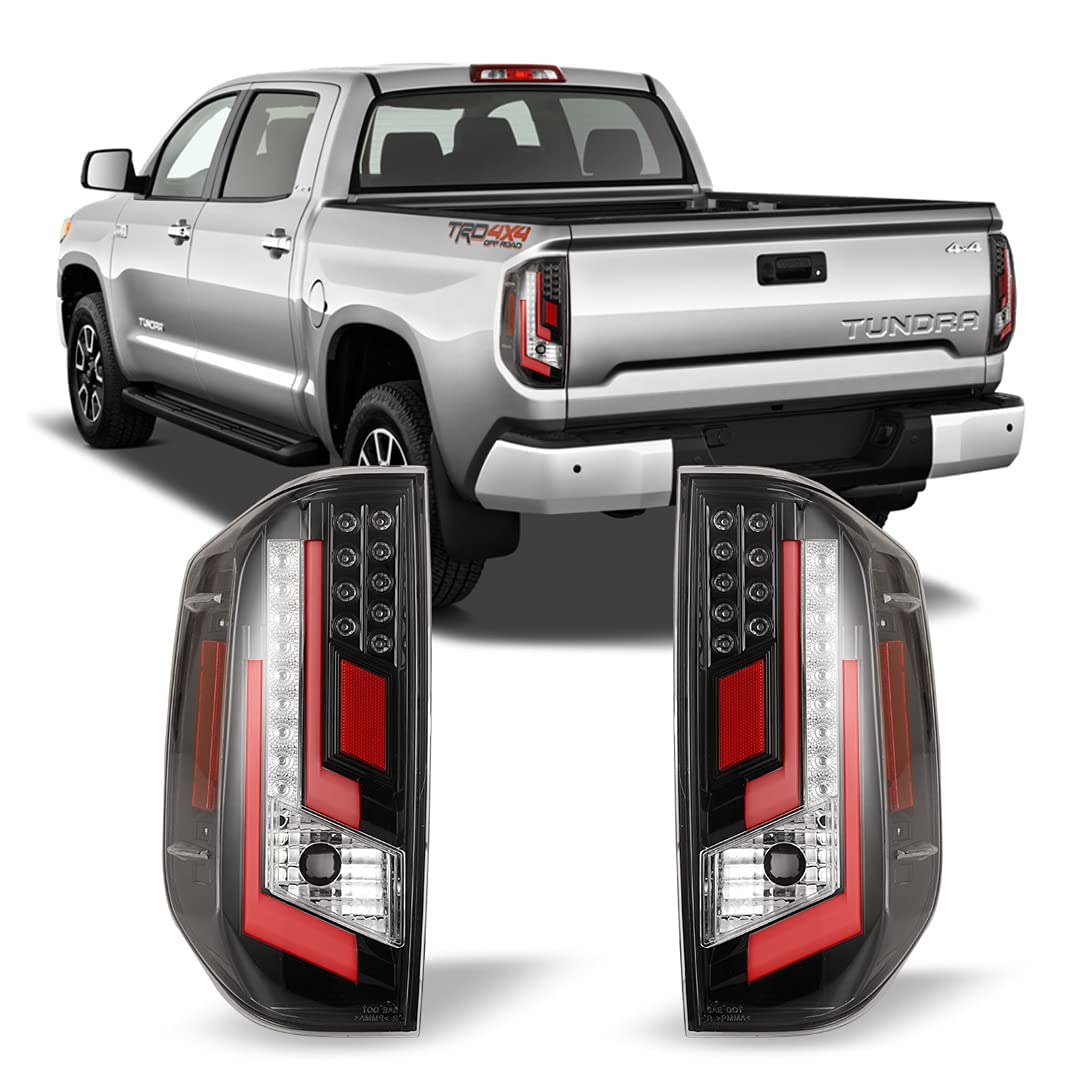 Renegade Series Winjet LED Tail Lights Compatible with [2014-2021 Toyota Tundra] Tail Light Tail Lamps Red Tube Light Bar 1Pair