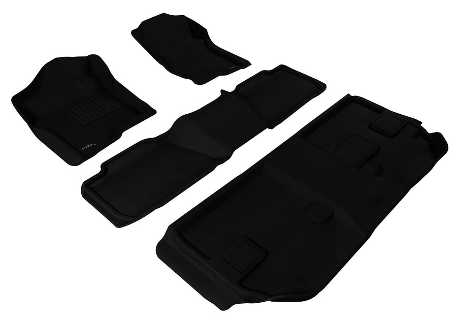 3D MAXpider KAGU Custom Fit Floor Mat (BLACK) for 2007-2014 CHEVROLET SUBURBAN - 1ST ROW 2ND ROW 3RD ROW