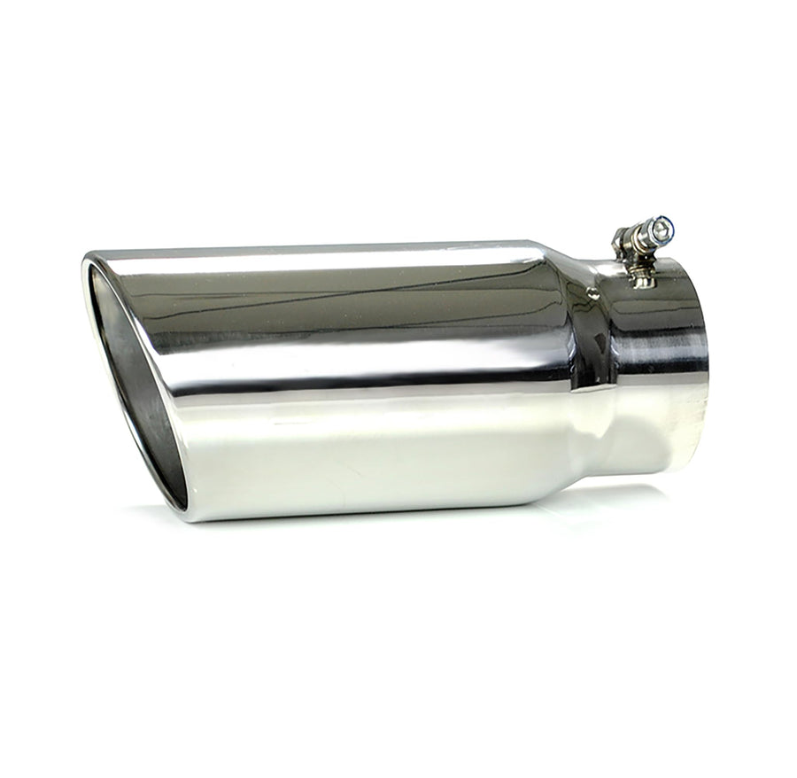 Exhaust Muffler Tip Black Horse, 5" inlet, 6" outlet and 15" Length Single Wall Stainless Steel Compatible with All Cars, Trucks and SUVs-MT-SC05-SS