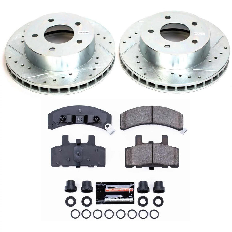 Power Stop K4873 Z23 Carbon Fiber Brake Pads with Drilled & Slotted Brake Rotors Kit For Chevrolet Astro 1990-2002, GMC Safari 1990-2002 [Model Specific]