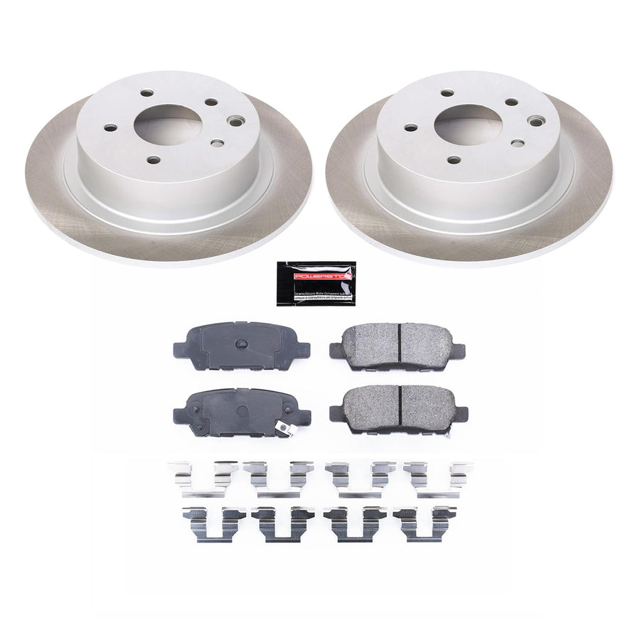 Power Stop Rear Brake Kit SC098 With Semi-Coated Brake Rotors and Ceramic Brake Pads & Hardware For Nissan Altima Maxima Sentra Juke [Application Specific 11.46" Rotors]