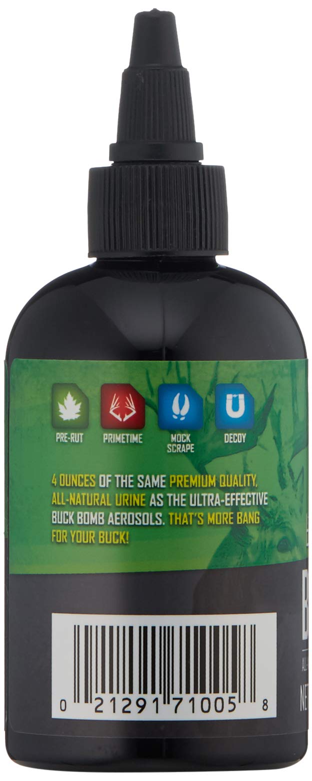 Buck Bomb Natural Hunters Specialties BUC Rut Liquid Scent w/Wicks | Deer Buck Lure Hunting Primetime Pre-Rut Scent Attractant for Hunting, 4 Oz (118 ml.)
