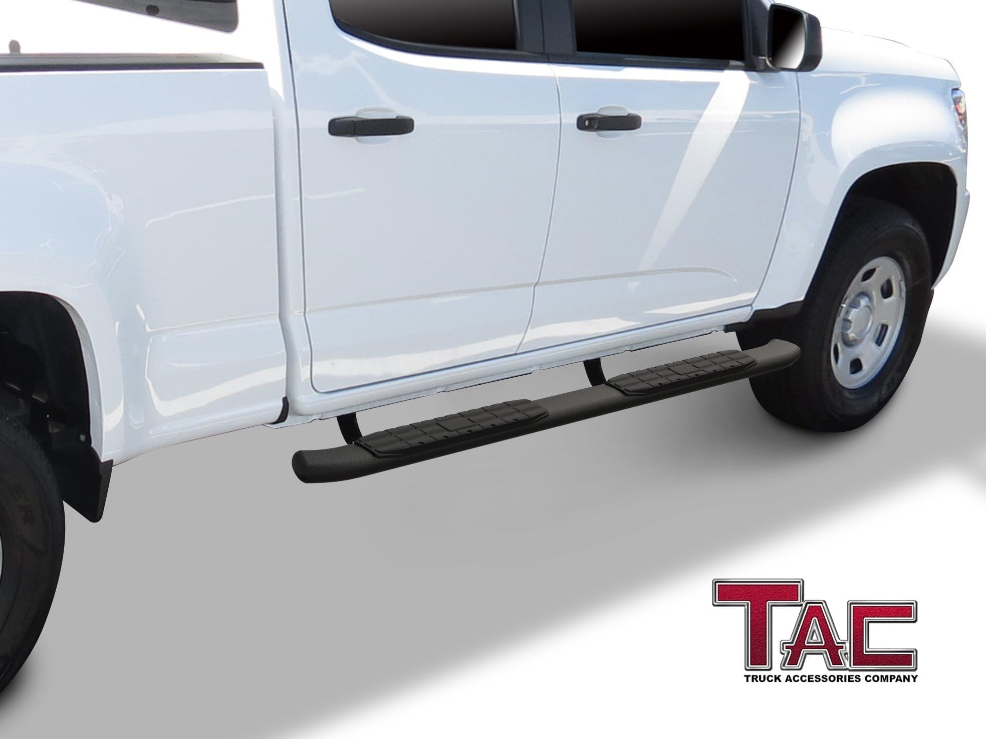 2015-2025 Chevy Colorado/GMC Canyon Crew Cab Pickup Truck TAC Side Steps 4.25" Oval Bend Texture Black Nerf Bars Running Boards (Texture Powder Coating Brackets)