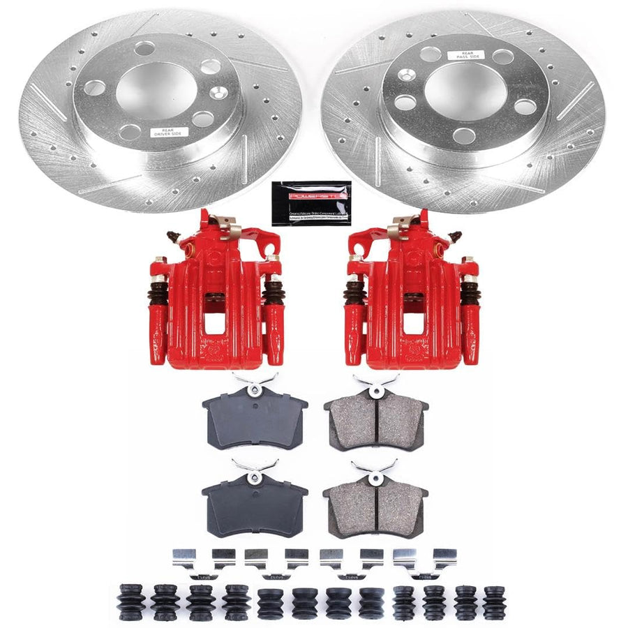 Power Stop Z23 Evolution Rear Brake Caliper Kit KC847B- Brake Rotors, Carbon-Fiber Ceramic Brake Pads, Brake Calipers