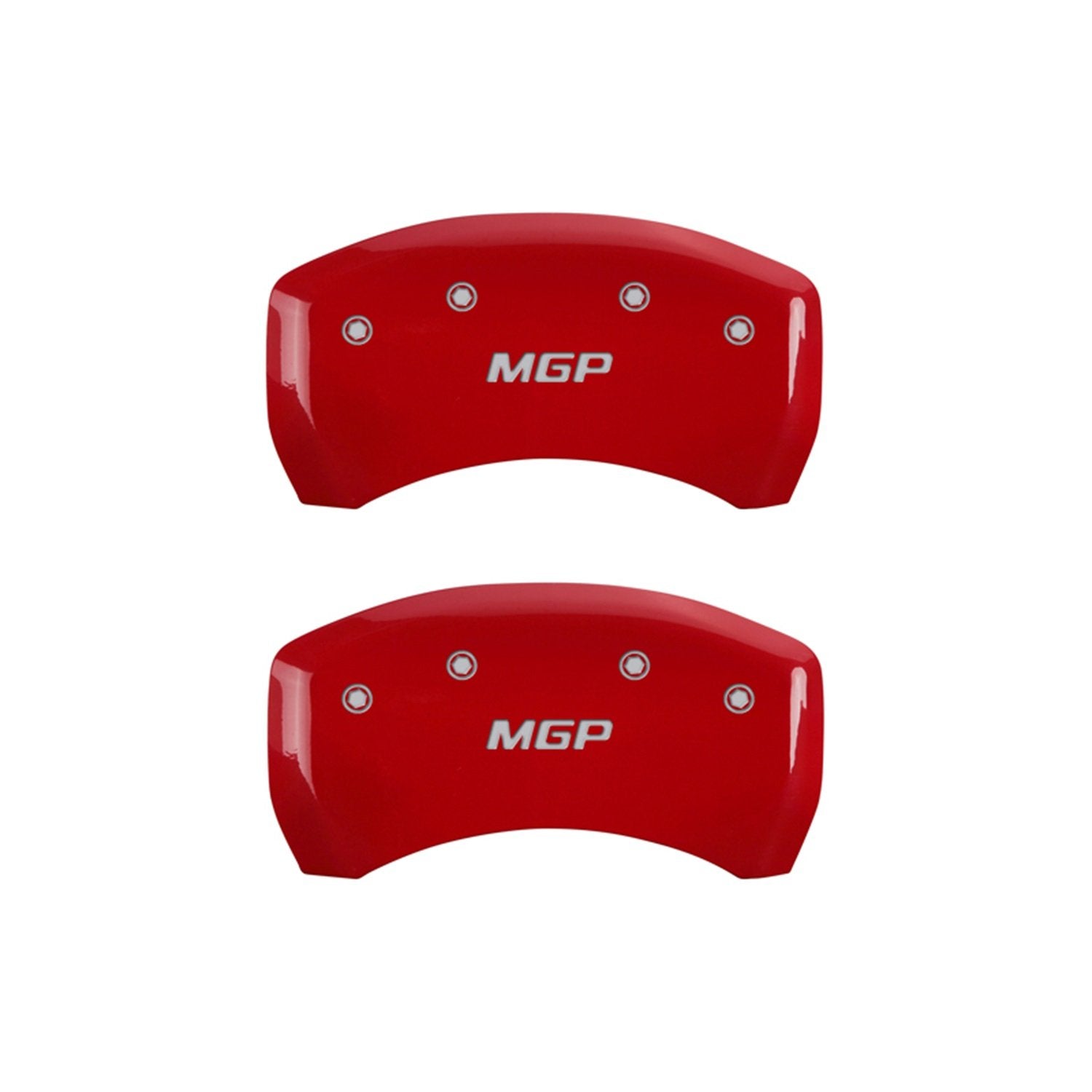 Engraved MGP Caliper Covers 39014SMGPRD with Red Powder Coat Finish and Silver Characters, (Set of 4)