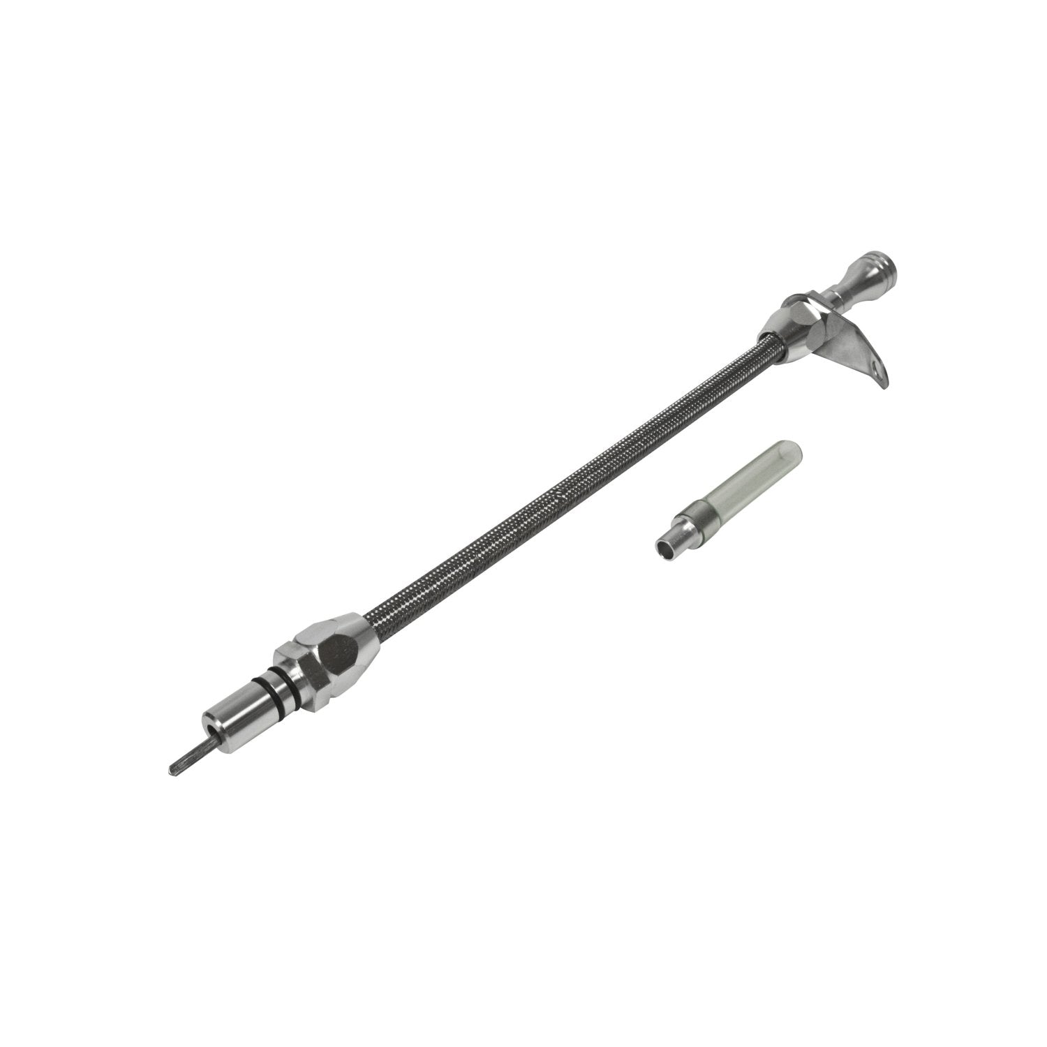 B&M Braided Aluminum 22165 Bell Housing Mount Transmission Dipstick for GM Turbo 350 Transmission