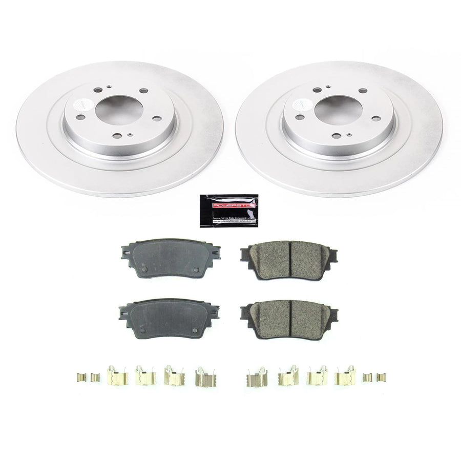 Power Stop Z17 CRK8381, Rear Coated Rotor Kit-Coated Brake Rotors, Ceramic Brake Pads For Mitsubishi Eclipse Cross, Mitsubishi Outlander, Mitsubishi Outlander PHEV [Model Specific]